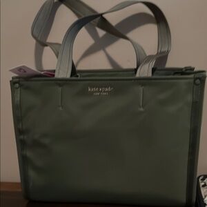 Kate Spade Green Structured Tote with Elegant Two-Tone Design